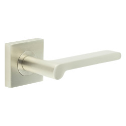 Burlington by Frelan Satin Nickel Fire Rated Door Handles on Square Rose - Fitzrovia Range