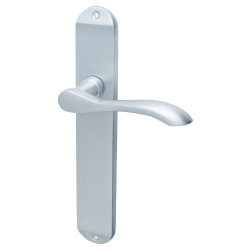 Hampstead Satin Chrome Latch Door Handles - Long Plate - Altea Range - 240 x 41mm