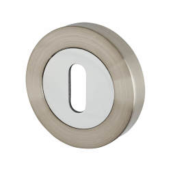 Excel Escutcheon - 52mm Diameter - Keyhole - Satin Nickel/Polished Chrome