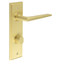 Burlington by Frelan Satin Brass Fire Rated DIN Bathroom Door Handles - Mayfair - Inner 2- 200 x 55mm