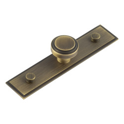 Hoxton by Frelan Cropley Stepped Round Cabinet Knob on Stepped Backplate - 30mm Diameter - Antique Brass