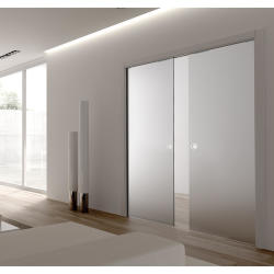 ECLISSE 8mm Glass Double Pocket Door Kit - 100mm Finished Wall Thickness - 762 x 1981mm Door Size