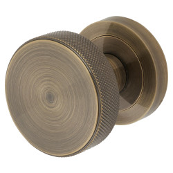 Altro Antique Brass Knurled Mortice Door Knob - 52mm Rose Diameter - Riley Range