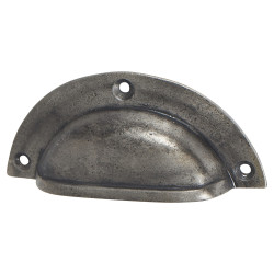 Olde Forge Vintage Lipped Cabinet Cup Handle - 86mm Centres - Pewter Effect