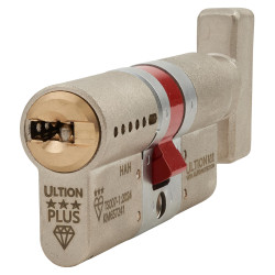 Ultion ALPS 3 Star PLUS Euro Thumbturn Cylinder - 35mm Turn + 35mm - Satin Nickel/Brass - Keyed to Differ