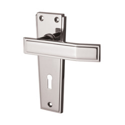Jedo Polished Chrome Keyhole Lock Door Handles - Deco Range - 153 x 50mm