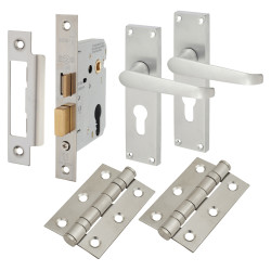 Touchpoint Satin Chrome Victorian Straight Euro Lock Door Handles Pack