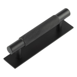 Hoxton by Frelan Taplow 18mm Knurled T-Bar Cabinet Pull Handle on Plain Backplate - 96mm c/c - Black