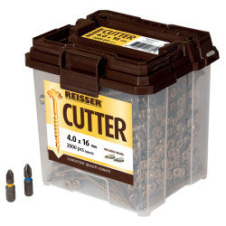 Reisser Cutter Pozi Countersunk Wood Screws Tub - 4 x 16mm - Yellow Zinc - Pack of 2000