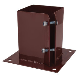 Powapost Fence Post Bolt Down Shoe - Twin Bolt - 75 x 75mm - Brown Powder Coated