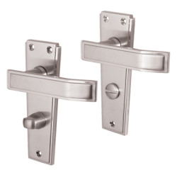 Jedo Satin Chrome Bathroom Door Handles - Deco Range - 153 x 50mm