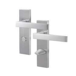 Heritage Brass by M Marcus Satin Chrome Bathroom Door Handles - Delta Range - 157 x 43mm