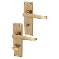 Touchpoint Antique Brass Victorian Straight Bathroom Door Handles - 155 x 42mm