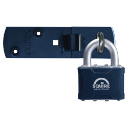 Squire Garage Lock Set - Padlock And Hasp - 152mm Length - 12.5mm Shackle - Blue