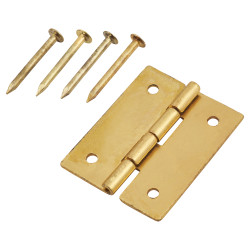 Mini Solid Brass Butt Cabinet Hinge - 19 x 15 x 0.5mm - Polished Brass - Pack of 5 Pairs