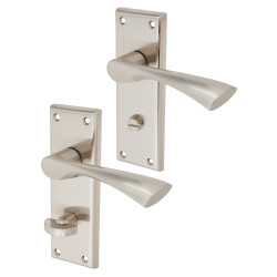 Serozzetta by Carlisle Brass Satin Nickel Bathroom Door Handles - Venti Range - 150 x 50mm