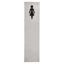 Altro Finger Plate - Ladies Toilet Door Sign - 300 x 75mm - Satin Stainless Steel