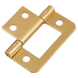 Flush Cabinet Hinge - 40 x 32 x 1mm - Polished Brass - Pack of 10 Pairs