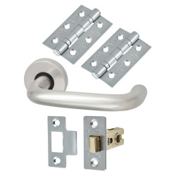 Touchpoint Satin Aluminium 19mm Return to Door Latch Door Handles on Rose Pack