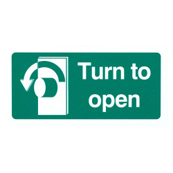 Altro Turn to Open Anti Clockwise Sign - 100 x 50mm - Rigid Plastic