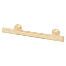 Altro York 12mm Partially Knurled T-Bar Cabinet Pull Handle - 96mm Centres - Satin Brass