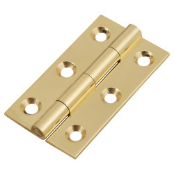 Solid Drawn Butt Cabinet Hinge - 50 x 28 x 1.45mm - Polished Brass - Pair