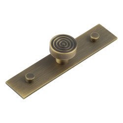 Hoxton by Frelan Murray Round Cabinet Knob on Plain Backplate - 30mm Diameter - Antique Brass
