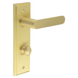 Burlington by Frelan Satin Brass Fire Rated DIN Bathroom Door Handles - Kensington - Inner 1 - 200 x 55mm