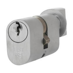 Eurospec 5 Pin 60mm Oval Thumbturn Cylinder - 30mm Turn + 30mm - Satin Chrome - Keyed Alike