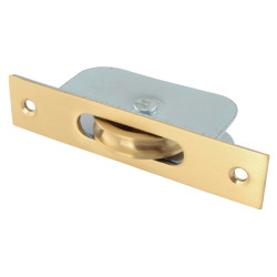 Altro Square Axle Sash Window Pulley - 44mm Curved Metal Wheel - Satin Brass