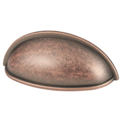 Altro Millard Cabinet Cup Handle - 76mm Centres - Antique Copper