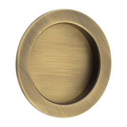 Burlington by Frelan Round Flush Pull Handle - 75mm Diameter - Antique Brass