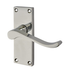 Touchpoint Polished Chrome Budget Scroll Latch Door Handles - Short Plate - Mia Range - 114 x 42mm