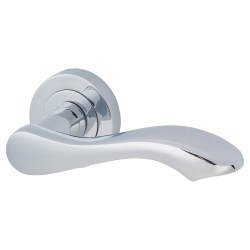 Touchpoint Polished Chrome Scroll Door Handles on Round Rose - Scarlett Range