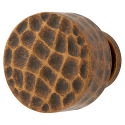 Hampstead Kendal Hammered Round Cabinet Knob - 30mm Diameter - Antique Brass