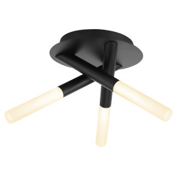 Forum Spa Crux 3 Light Tubular Arm Semi Flush LED Bathroom Ceiling Light - IP44 - Matt Black