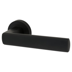 Altro Matt Black Door Handles on Round Rose - Zara Range