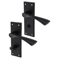 Serozzetta by Carlisle Brass Matt Black Bathroom Door Handles - Venti Range - 150 x 50mm