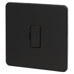 Knightsbridge 13A 1 Gang Screwless Flat Plate Unswitched Fused Spur - Matt Black