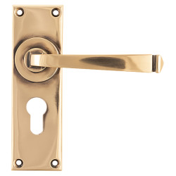 From The Anvil Polished Bronze Euro Lock Door Handles - Avon Range - 152 x 48mm