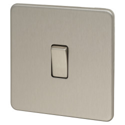 Knightsbridge 10AX 1 Gang Intermediate Screwless Flat Plate Light Switch - Brushed Chrome