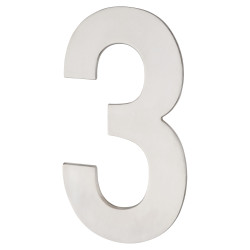 Hampstead 100mm Concealed Screw Fix Door Numeral - 3 - Polished Stainless Steel