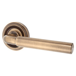 Jedo Antique Brass Door Handles on Round Rose - Parisian Elise Range