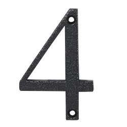 76mm Screw Fix Door Numeral - 4 - Antique Black Iron