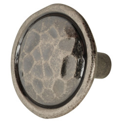Olde Forge Mottled Round Cabinet Knob - 35mm Diameter - Antique Pewter