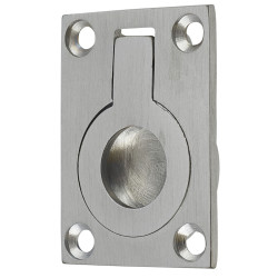 Altro Rectangular Flush Ring Cabinet Pull Handle - 38 x 27mm - Satin Chrome
