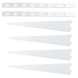 Altro Twin Slot Shelving Kit - 2 x 2000mm Shelf Wall Uprights & 4 x 470mm Shelf Brackets - White