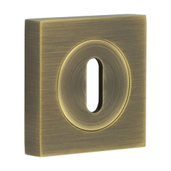 Burlington BUR60 by Frelan Square Escutcheon on Plain Rose - 52 x 52mm - Keyhole - Antique Brass