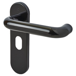Hoppe AR600/24 Ebony Black Nylon Steel Core Safety Oval Door Handles - 48.5mm c/c - Paris Range