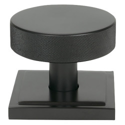 From The Anvil Brompton Round Knurled Centre Door Knob on Square Rose - 90 x 90mm Rose - Aged Bronze